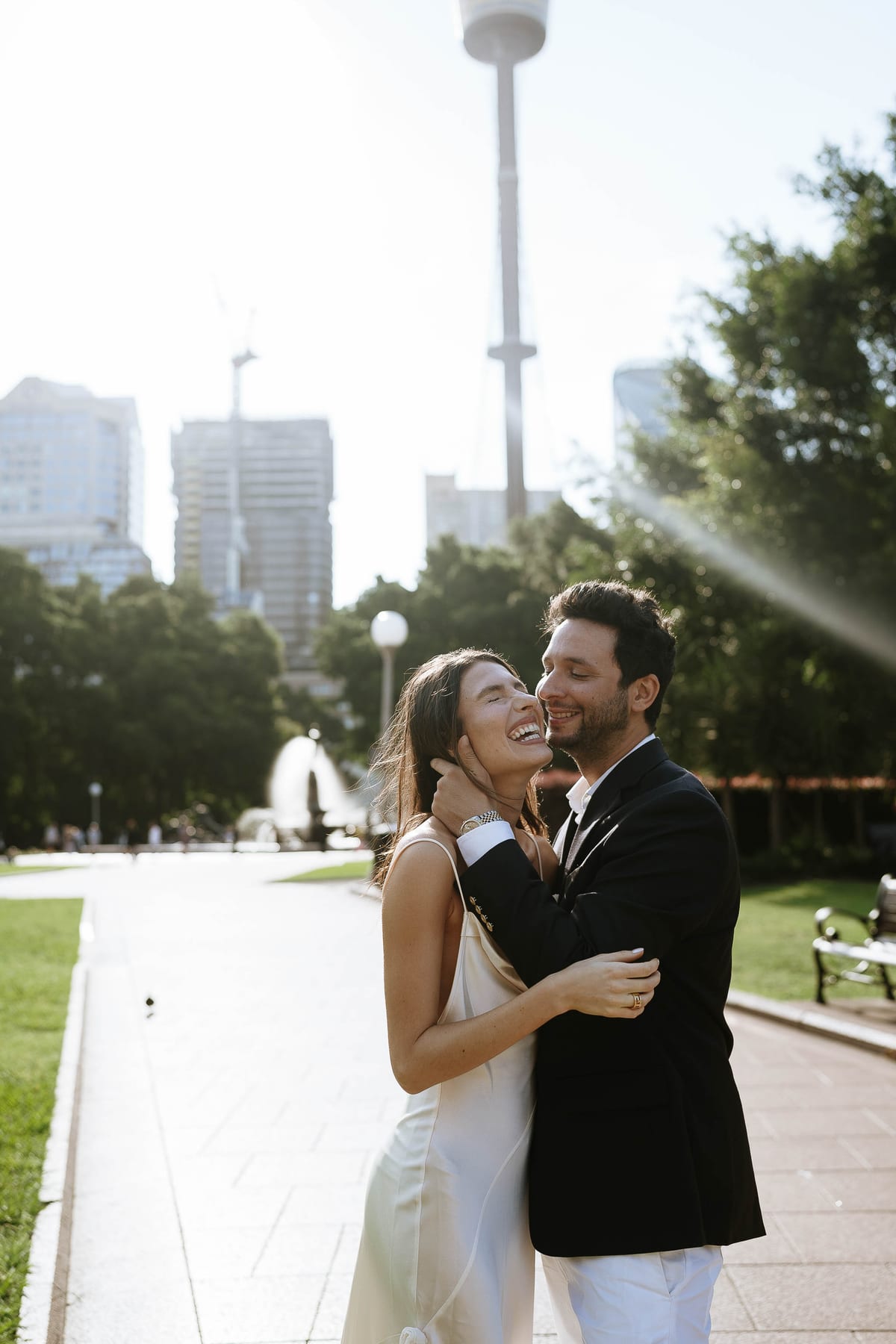 Christmas Date night couple photoshoot at St Marys cathedral, Morena bar and Martin place
