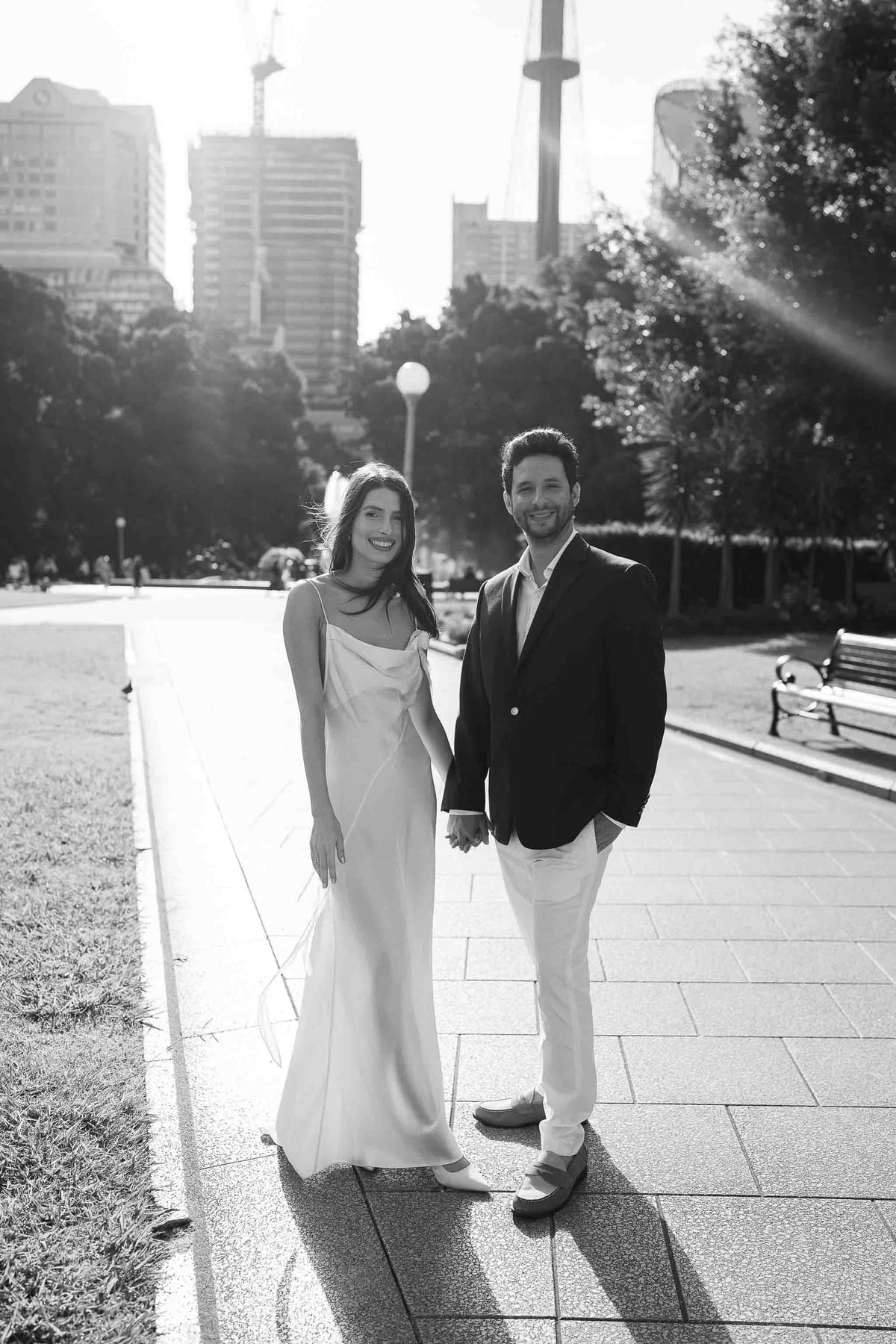 Christmas Date night couple photoshoot at St Marys cathedral, Morena bar and Martin place