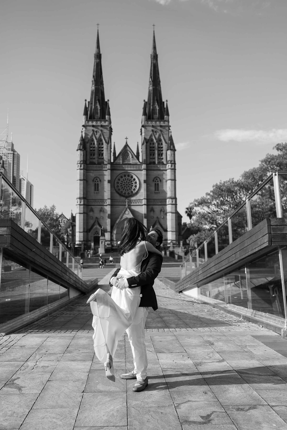 Christmas Date night couple photoshoot at St Marys cathedral, Morena bar and Martin place