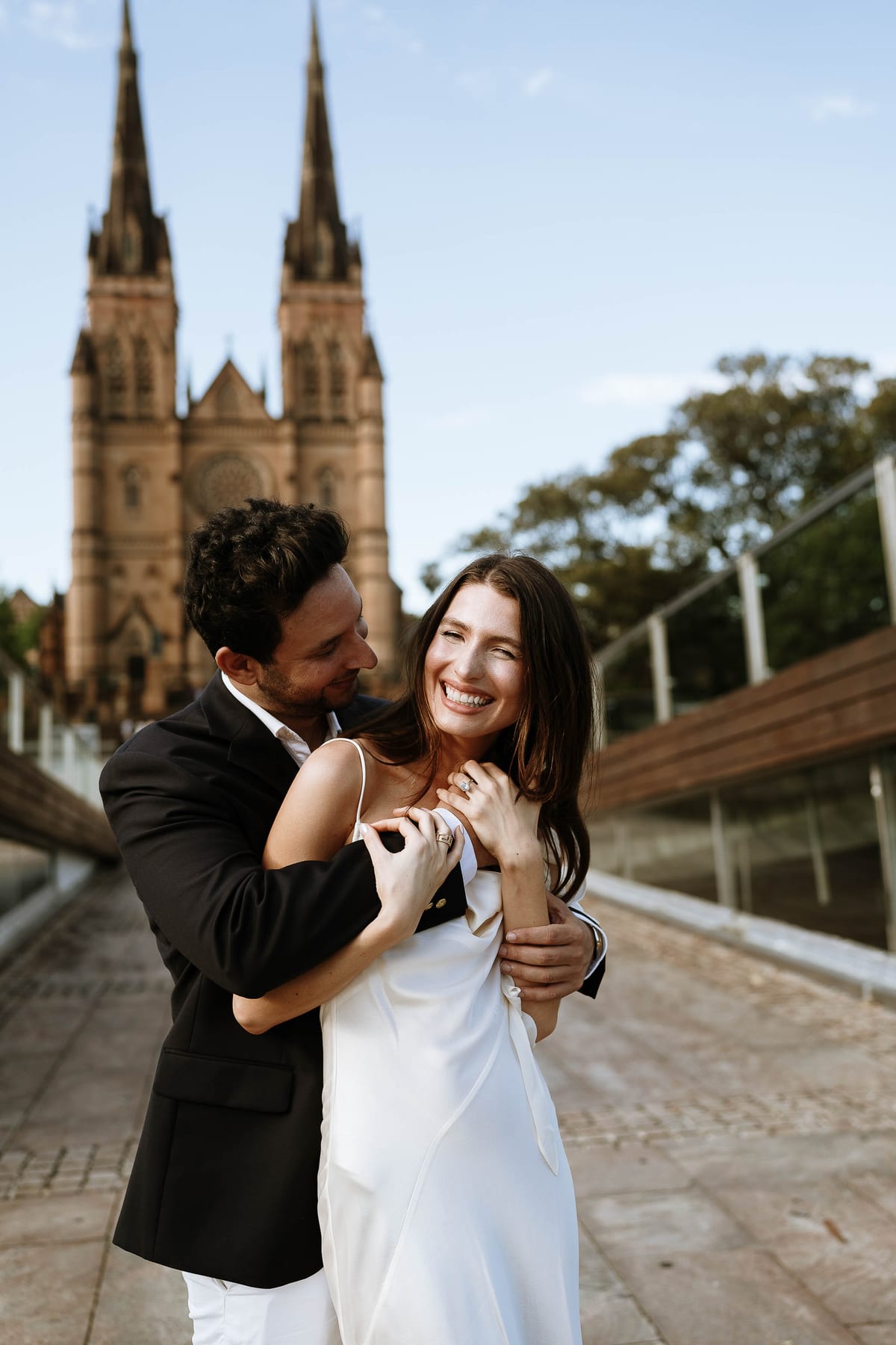 Christmas Date night couple photoshoot at St Marys cathedral, Morena bar and Martin place