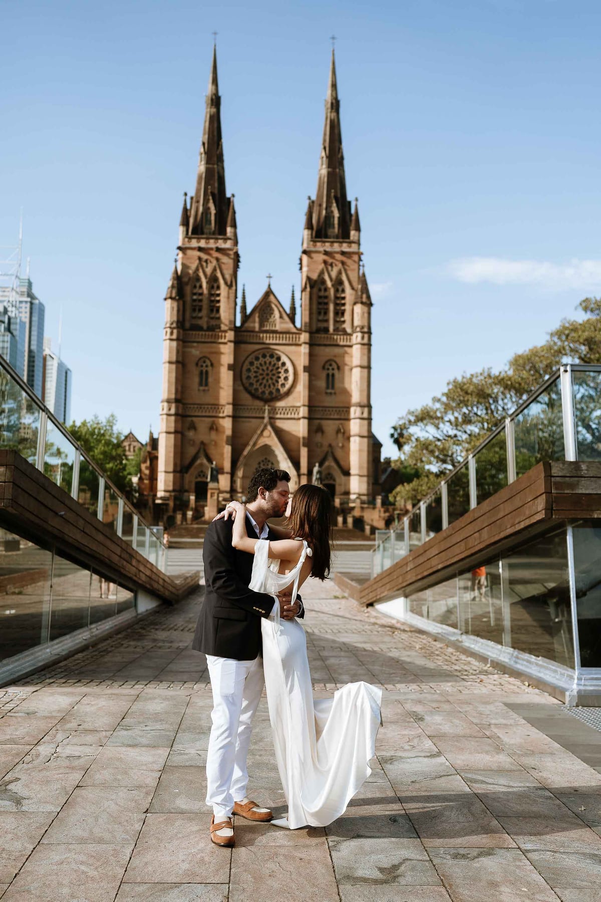 Christmas Date night couple photoshoot at St Marys cathedral, Morena bar and Martin place