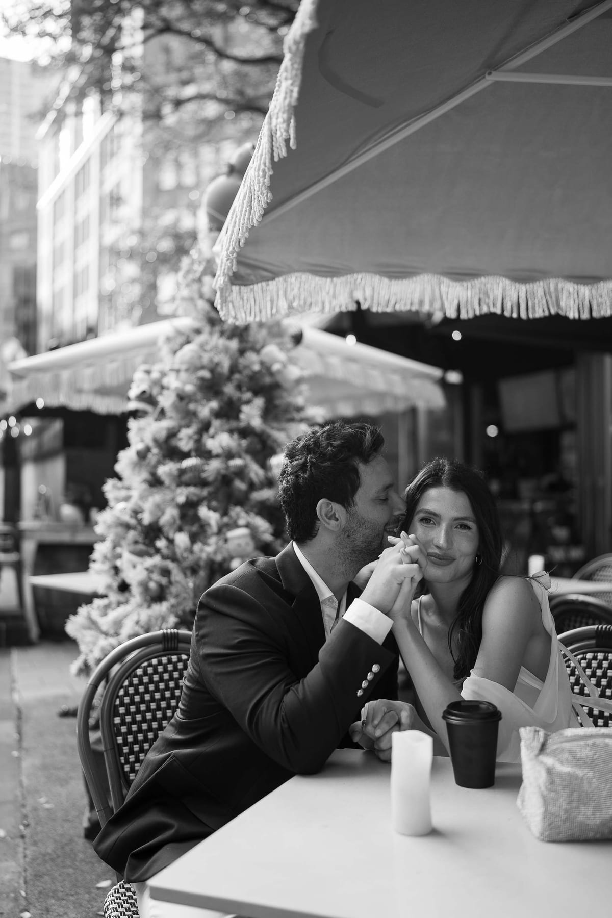 Christmas Date night couple photoshoot at St Marys cathedral, Morena bar and Martin place