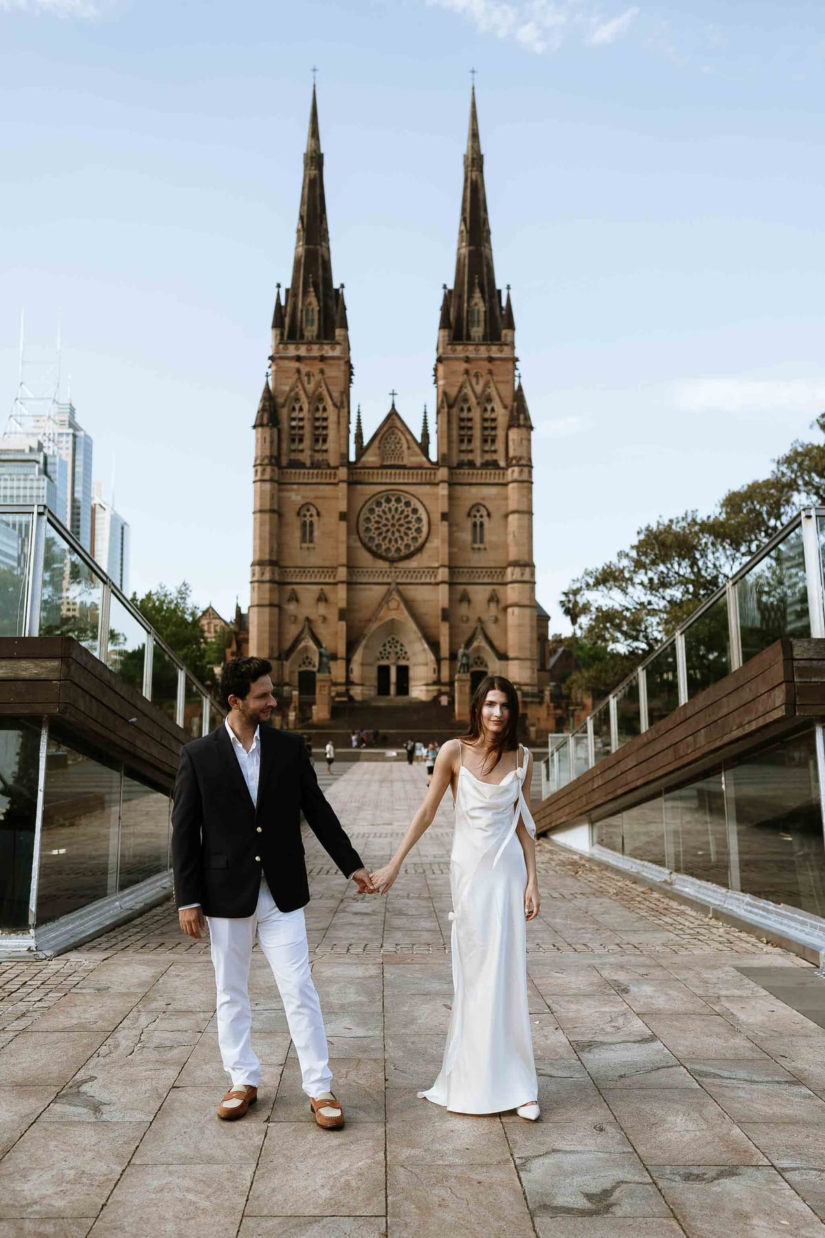 Christmas Date night couple photoshoot at St Marys cathedral, Morena bar and Martin place
