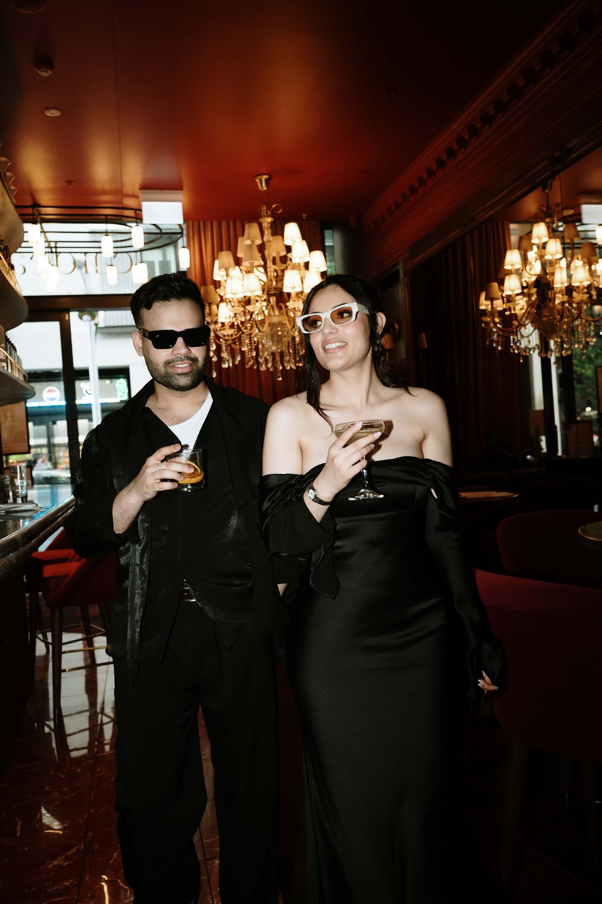SUNREET AND PAVANAH (Hard flash editorial photoshoot at Cardea bar, Barangaroo)