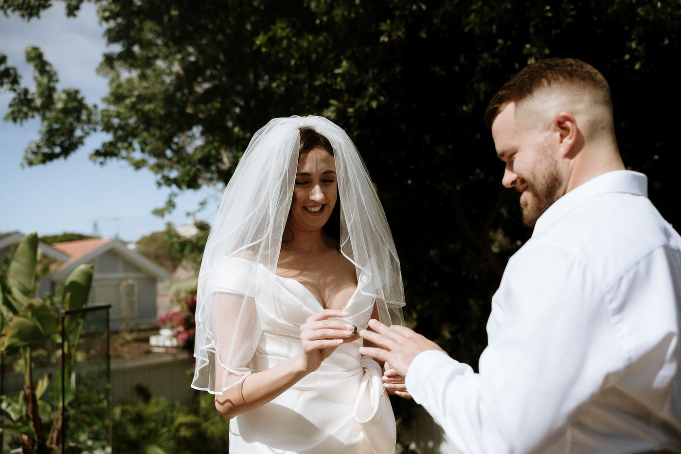 David & Charlotte's Intimate Clovelly Beach Wedding Photography