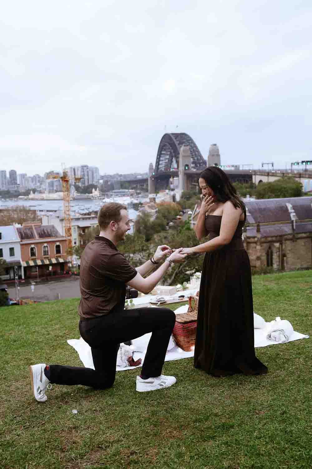 Dylan’s Surprise Proposal at Observatory Hill | Sydney Harbour Engagement Photography