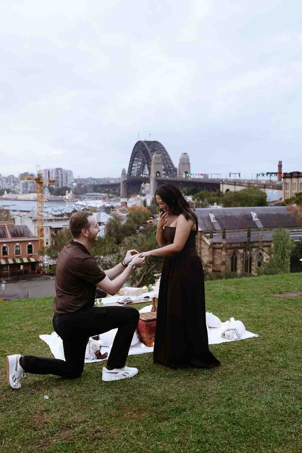 Dylan’s Surprise Proposal at Observatory Hill | Sydney Harbour Engagement Photography