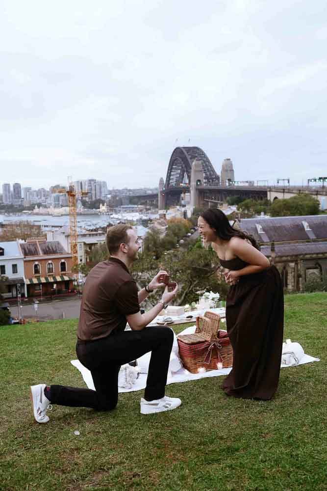Dylan’s Surprise Proposal at Observatory Hill | Sydney Harbour Engagement Photography