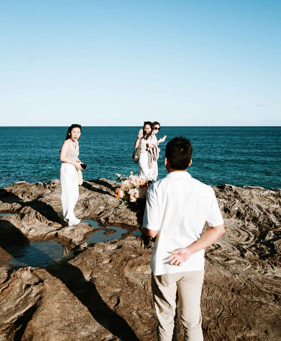Jackie’s Surprise Proposal at Coogee Beach Cliffs | Sydney Coastal Engagement Photography