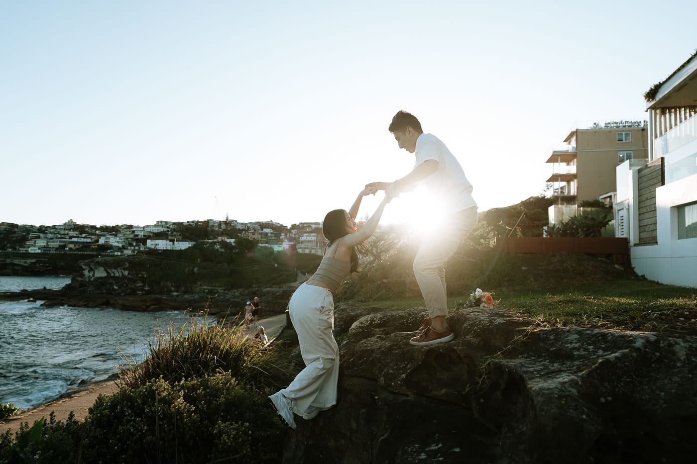 Jackie’s Surprise Proposal at Coogee Beach Cliffs | Sydney Coastal Engagement Photography