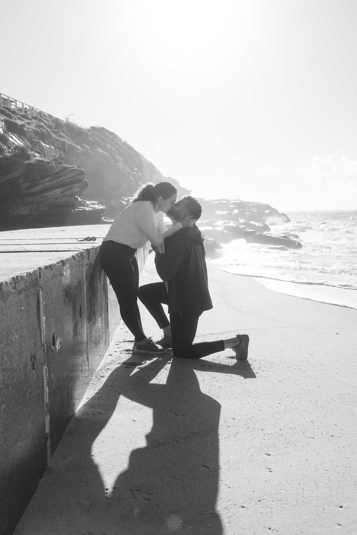 Kwame and Elise’s Surprise Proposal at Bronte Beach | Sydney Coastal Engagement Photography