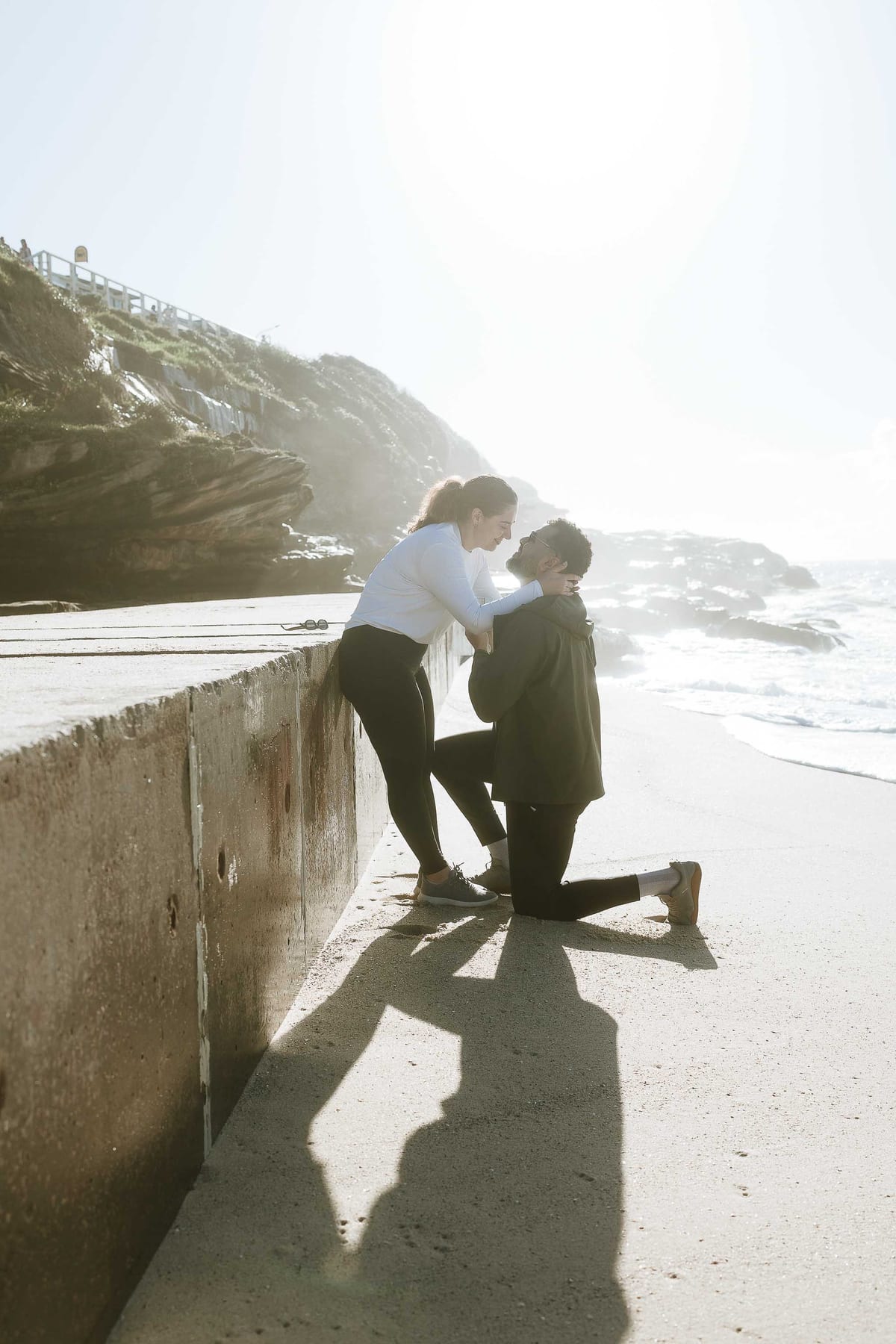 Kwame and Elise’s Surprise Proposal at Bronte Beach | Sydney Coastal Engagement Photography