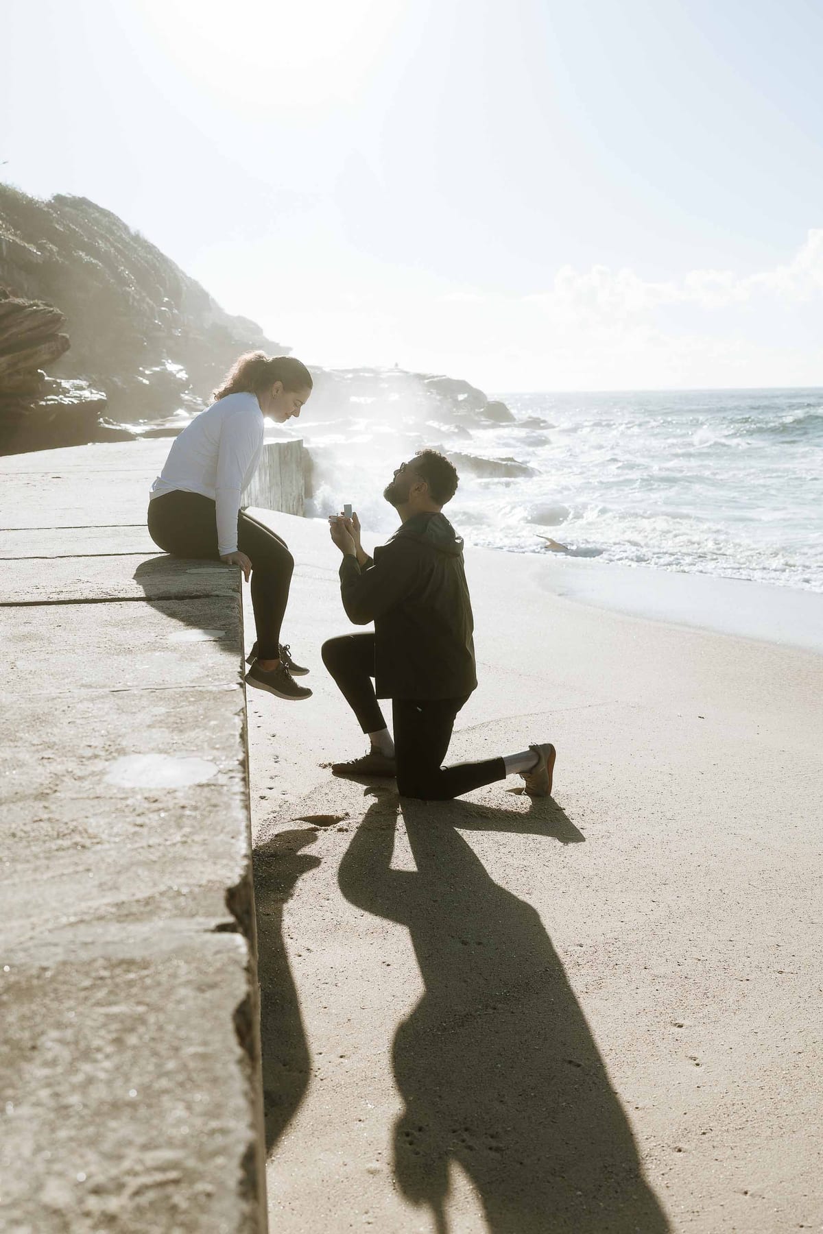 Kwame and Elise’s Surprise Proposal at Bronte Beach | Sydney Coastal Engagement Photography