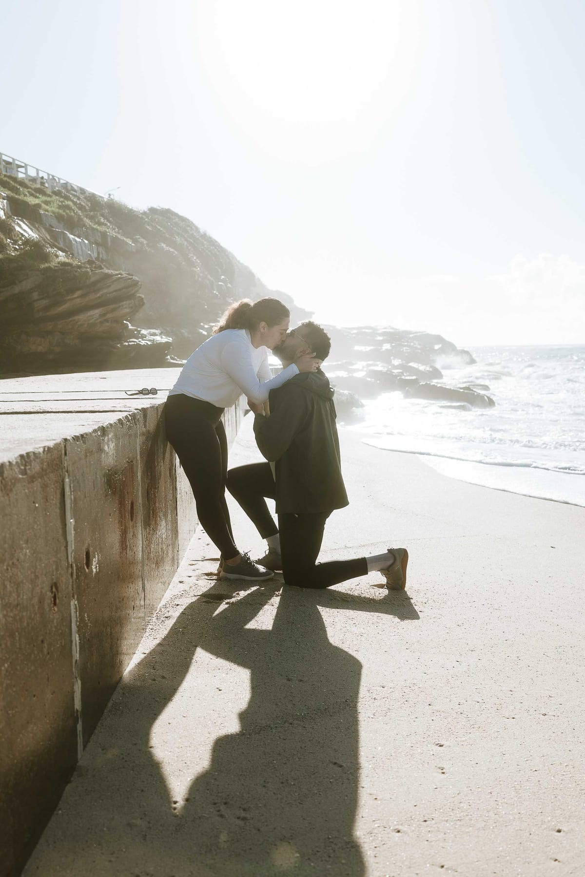 Kwame and Elise’s Surprise Proposal at Bronte Beach | Sydney Coastal Engagement Photography