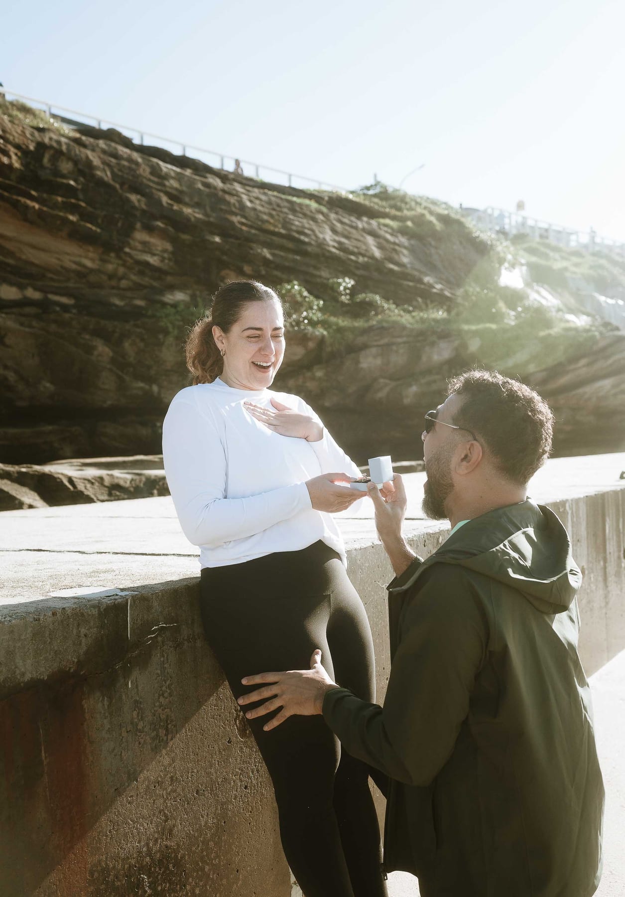 Kwame and Elise’s Surprise Proposal at Bronte Beach | Sydney Coastal Engagement Photography