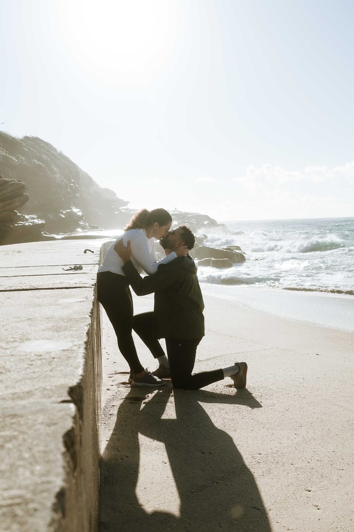 Kwame and Elise’s Surprise Proposal at Bronte Beach | Sydney Coastal Engagement Photography