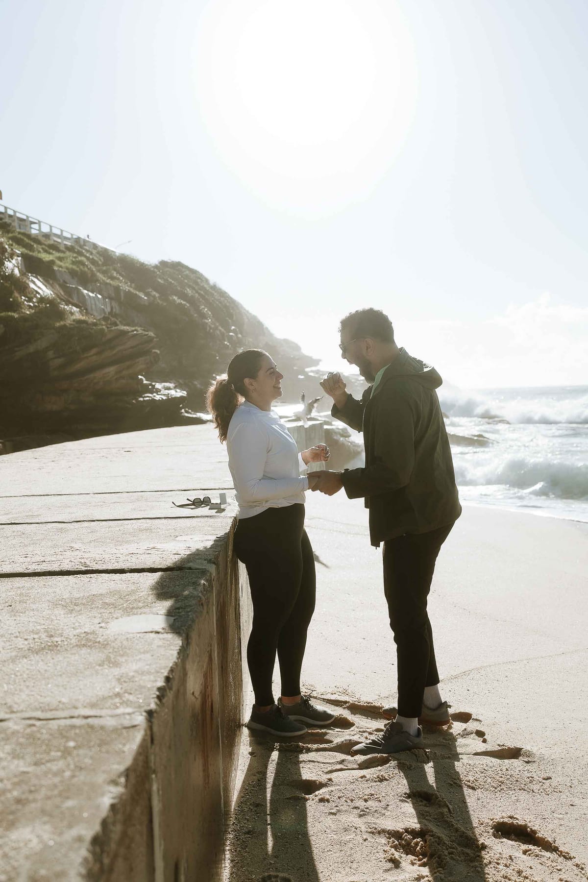 Kwame and Elise’s Surprise Proposal at Bronte Beach | Sydney Coastal Engagement Photography