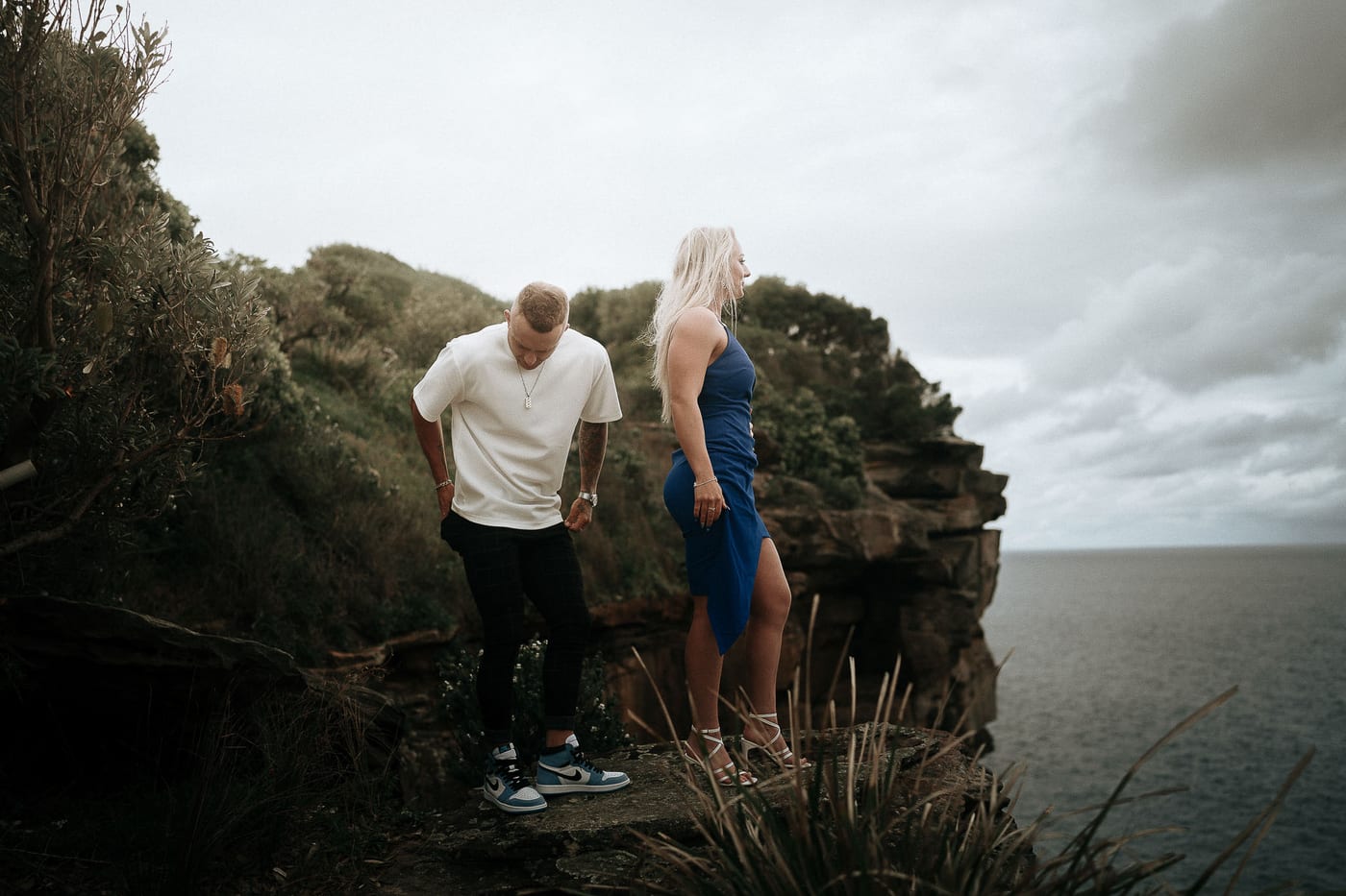 Lachlan and Kirra’s Surprise Proposal at Diamond Bay Cliffs | Sydney Coastal Engagement Photography
