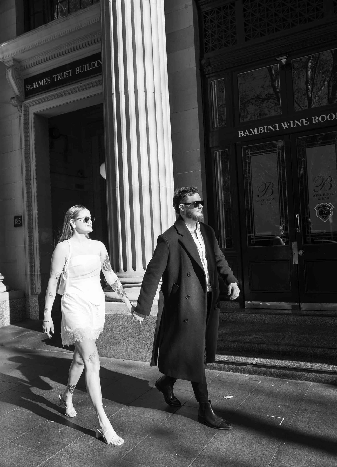 Kaylee and Zach's Pre Wedding Session Across Sydney City from Bambini Restaurant to St Marys Cathedral and Hyde Park