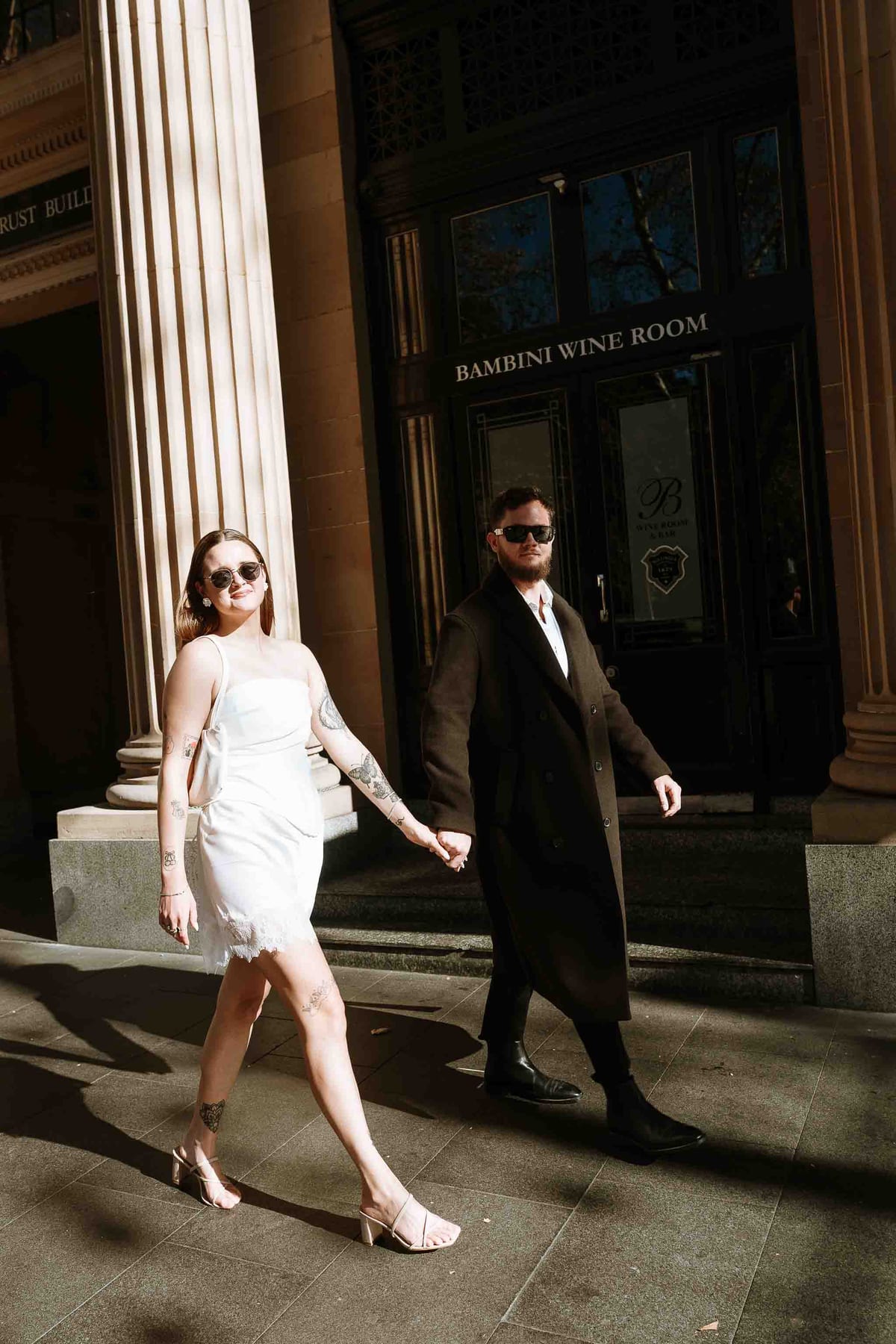 Kaylee and Zach's Pre Wedding Session Across Sydney City from Bambini Restaurant to St Marys Cathedral and Hyde Park