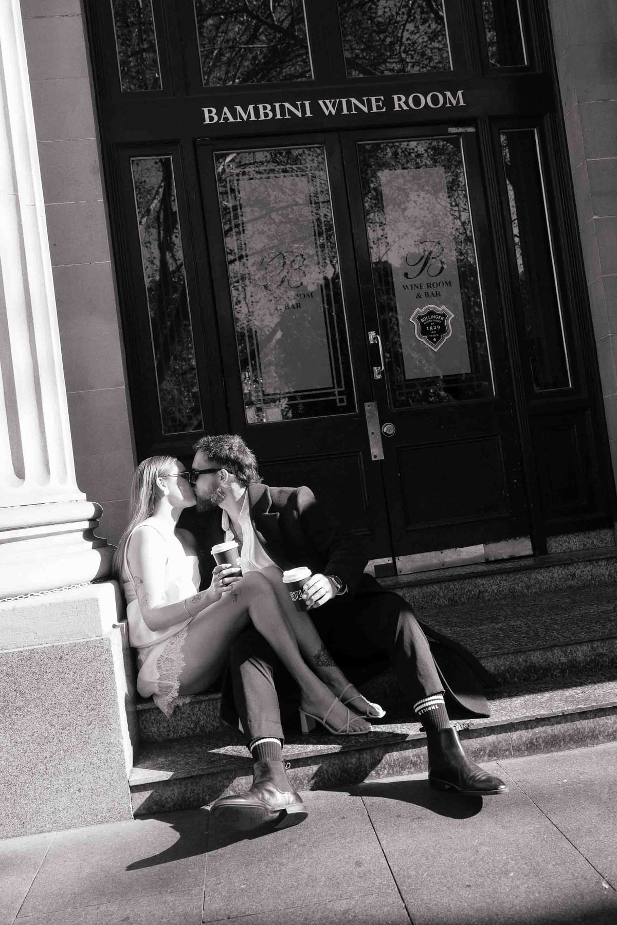 Kaylee and Zach's Pre Wedding Session Across Sydney City from Bambini Restaurant to St Marys Cathedral and Hyde Park