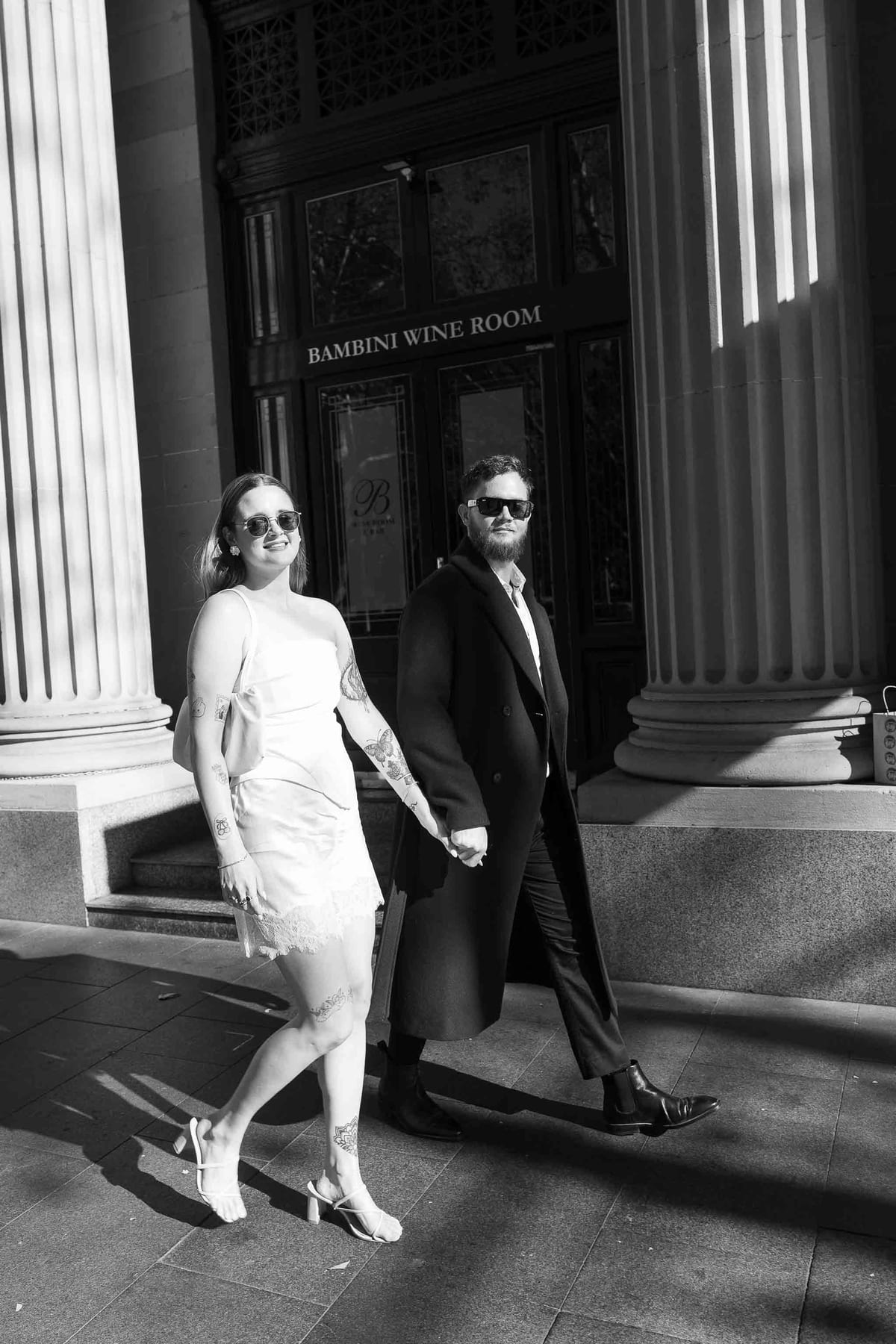 Kaylee and Zach's Pre Wedding Session Across Sydney City from Bambini Restaurant to St Marys Cathedral and Hyde Park