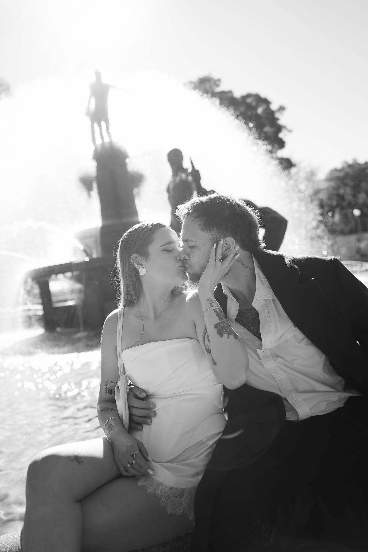 Kaylee and Zach's Pre Wedding Session Across Sydney City from Bambini Restaurant to St Marys Cathedral and Hyde Park