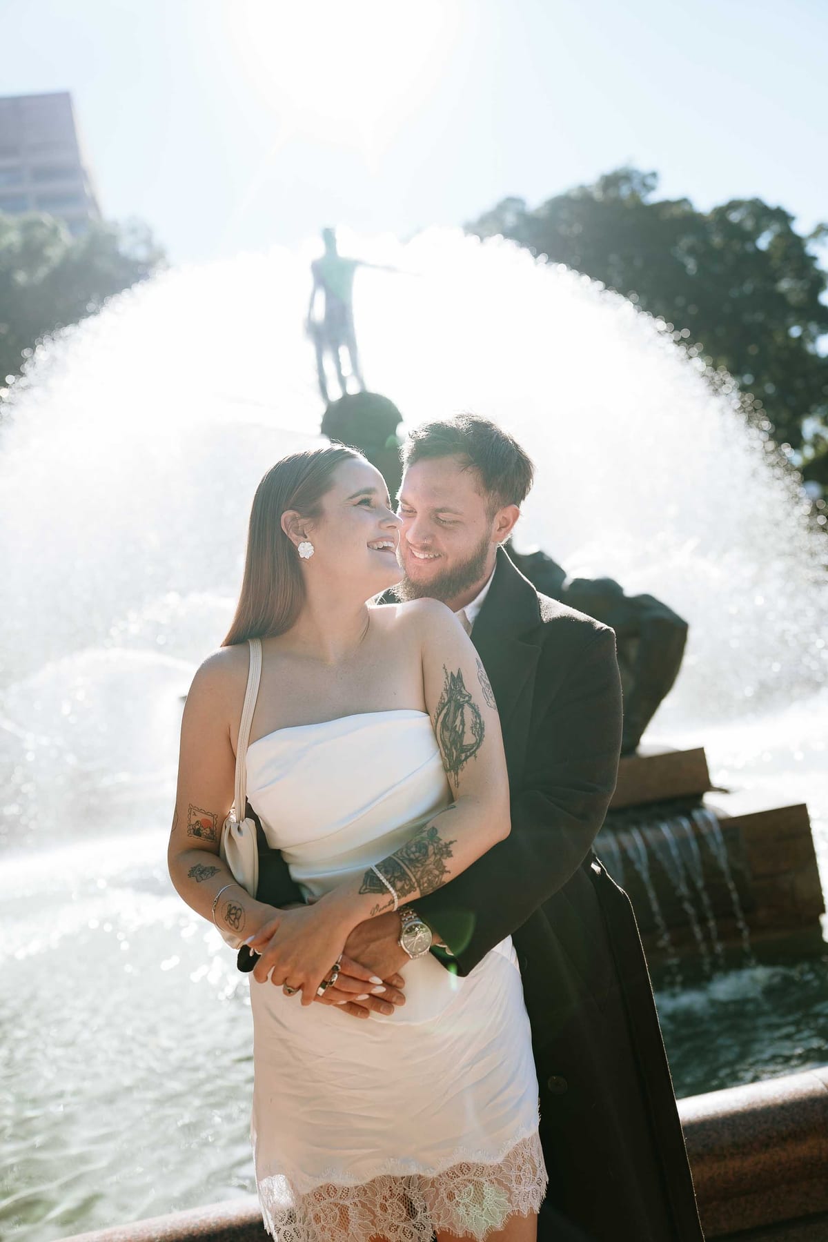Kaylee and Zach's Pre Wedding Session Across Sydney City from Bambini Restaurant to St Marys Cathedral and Hyde Park