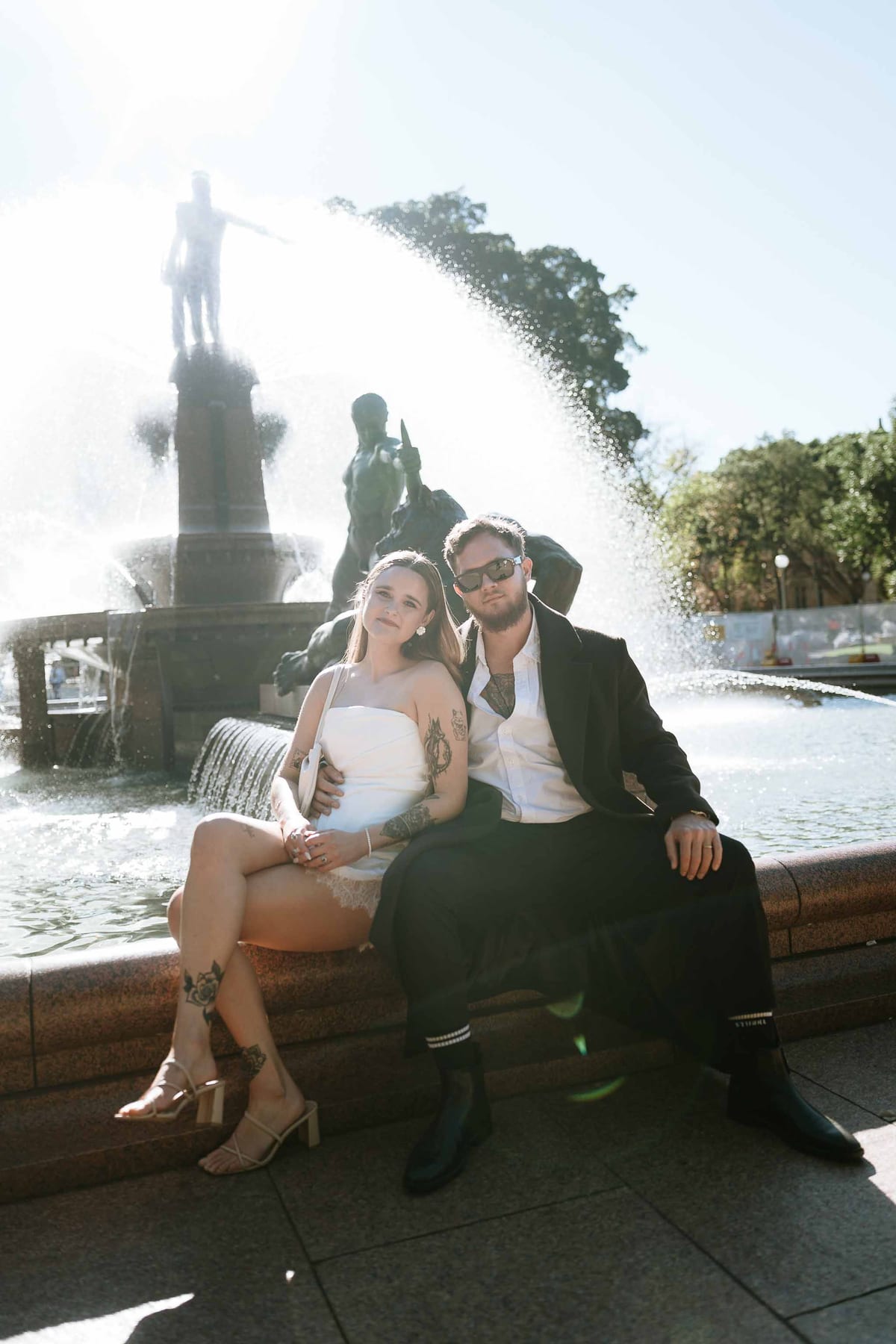 Kaylee and Zach's Pre Wedding Session Across Sydney City from Bambini Restaurant to St Marys Cathedral and Hyde Park