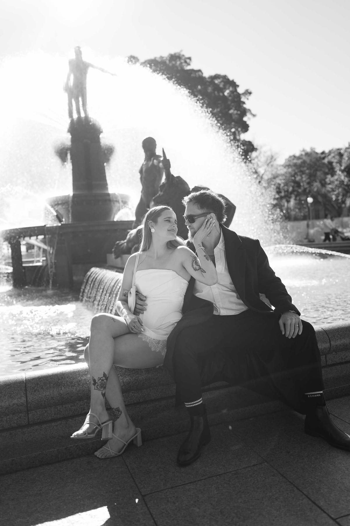 Kaylee and Zach's Pre Wedding Session Across Sydney City from Bambini Restaurant to St Marys Cathedral and Hyde Park