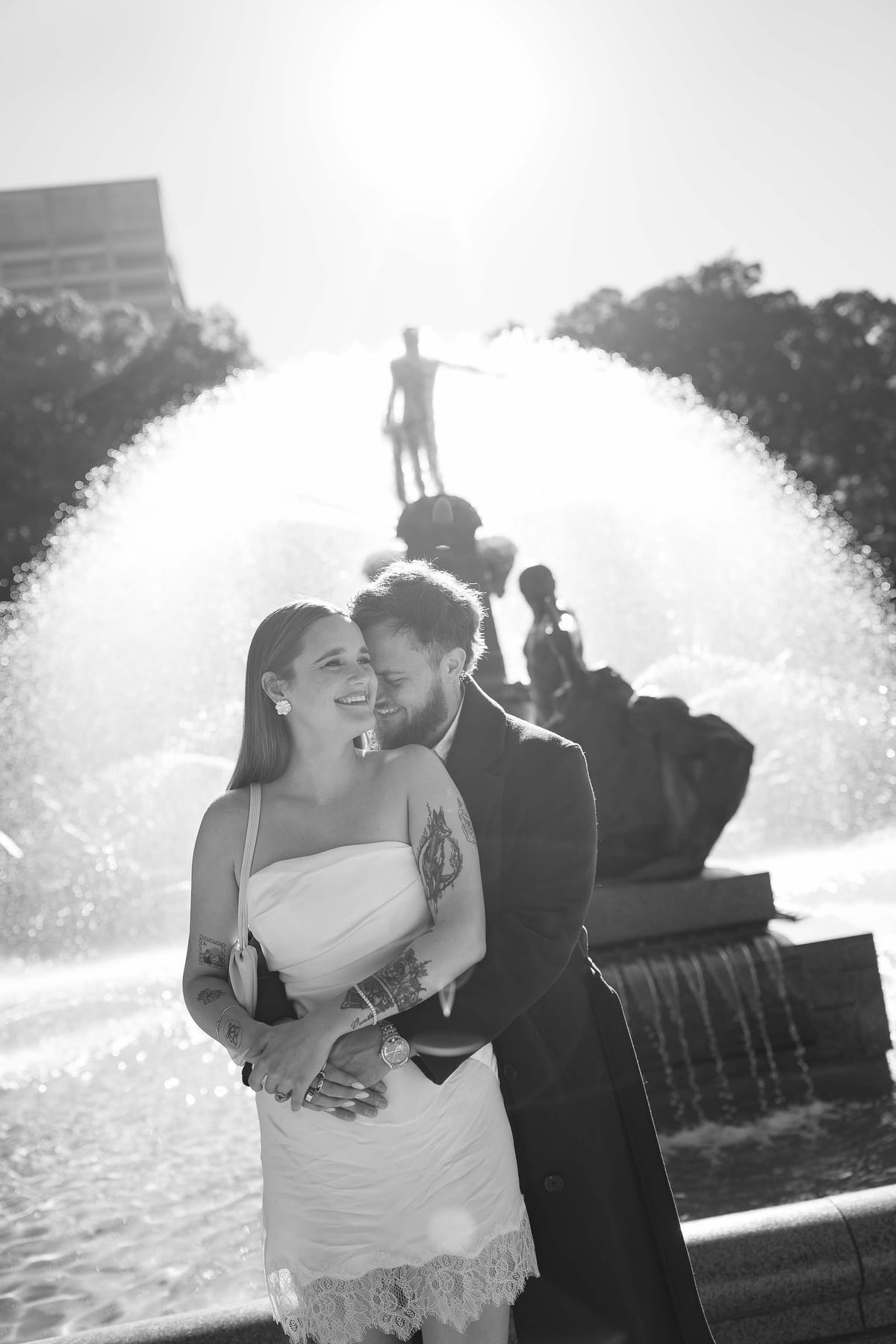 Kaylee and Zach's Pre Wedding Session Across Sydney City from Bambini Restaurant to St Marys Cathedral and Hyde Park