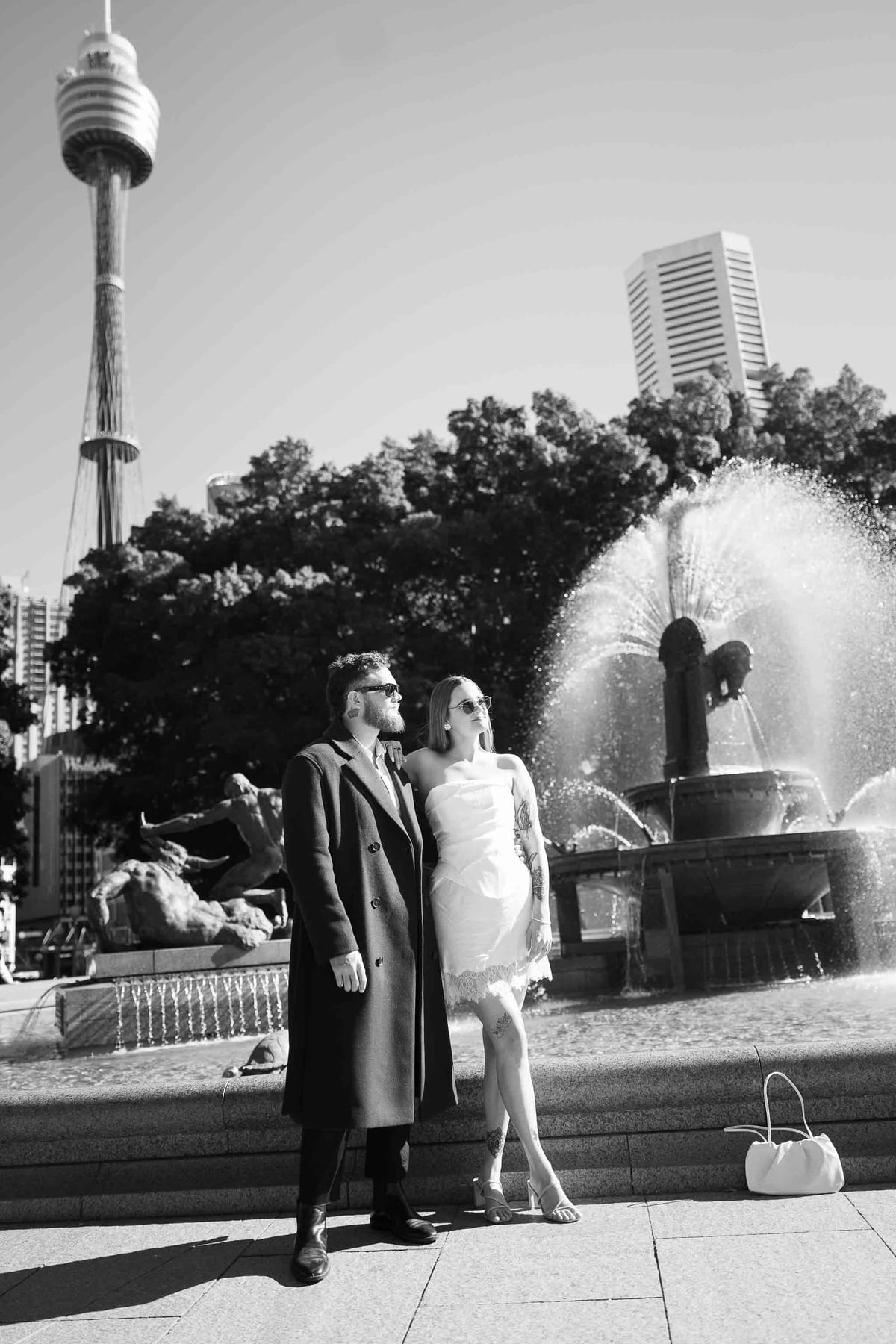 Kaylee and Zach's Pre Wedding Session Across Sydney City from Bambini Restaurant to St Marys Cathedral and Hyde Park