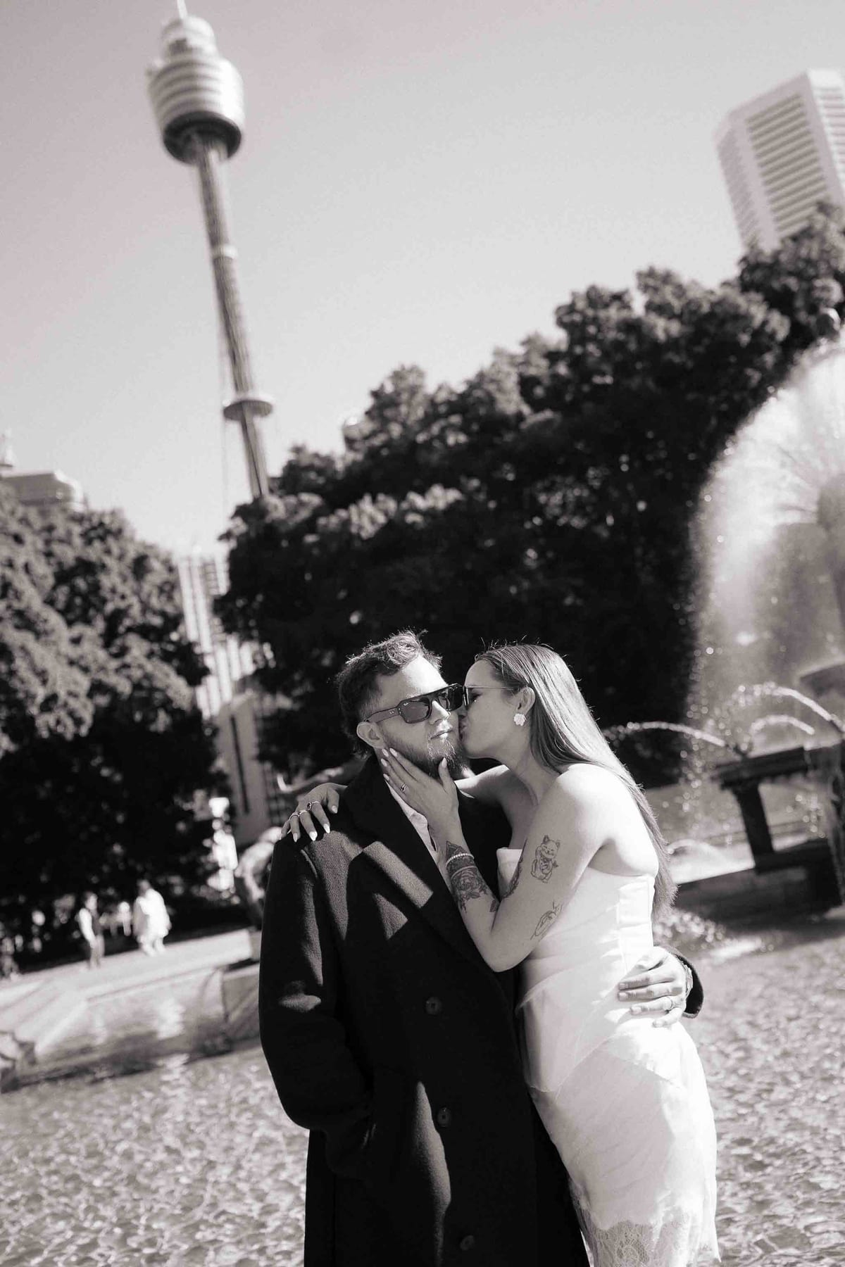 Kaylee and Zach's Pre Wedding Session Across Sydney City from Bambini Restaurant to St Marys Cathedral and Hyde Park