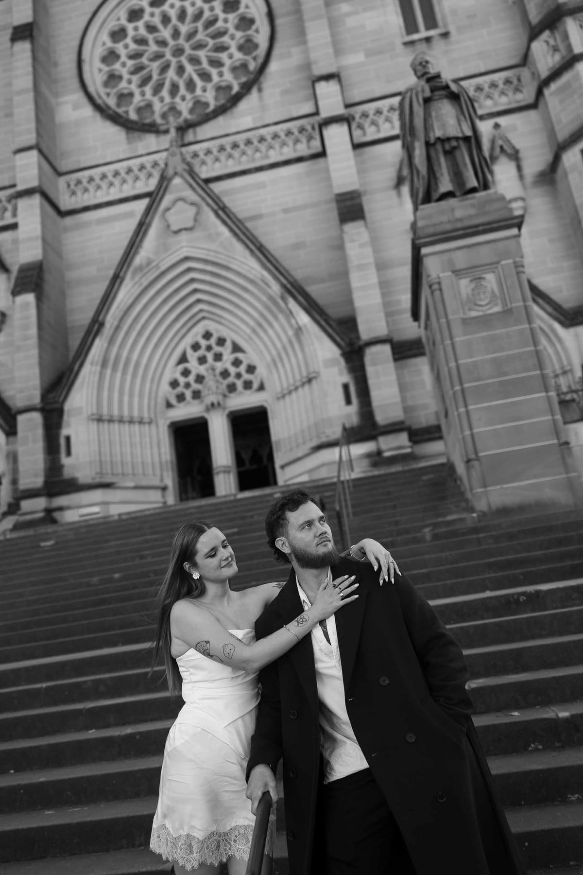 Kaylee and Zach's Pre Wedding Session Across Sydney City from Bambini Restaurant to St Marys Cathedral and Hyde Park