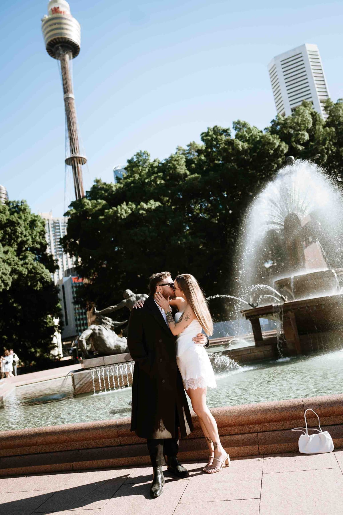Kaylee and Zach's Pre Wedding Session Across Sydney City from Bambini Restaurant to St Marys Cathedral and Hyde Park