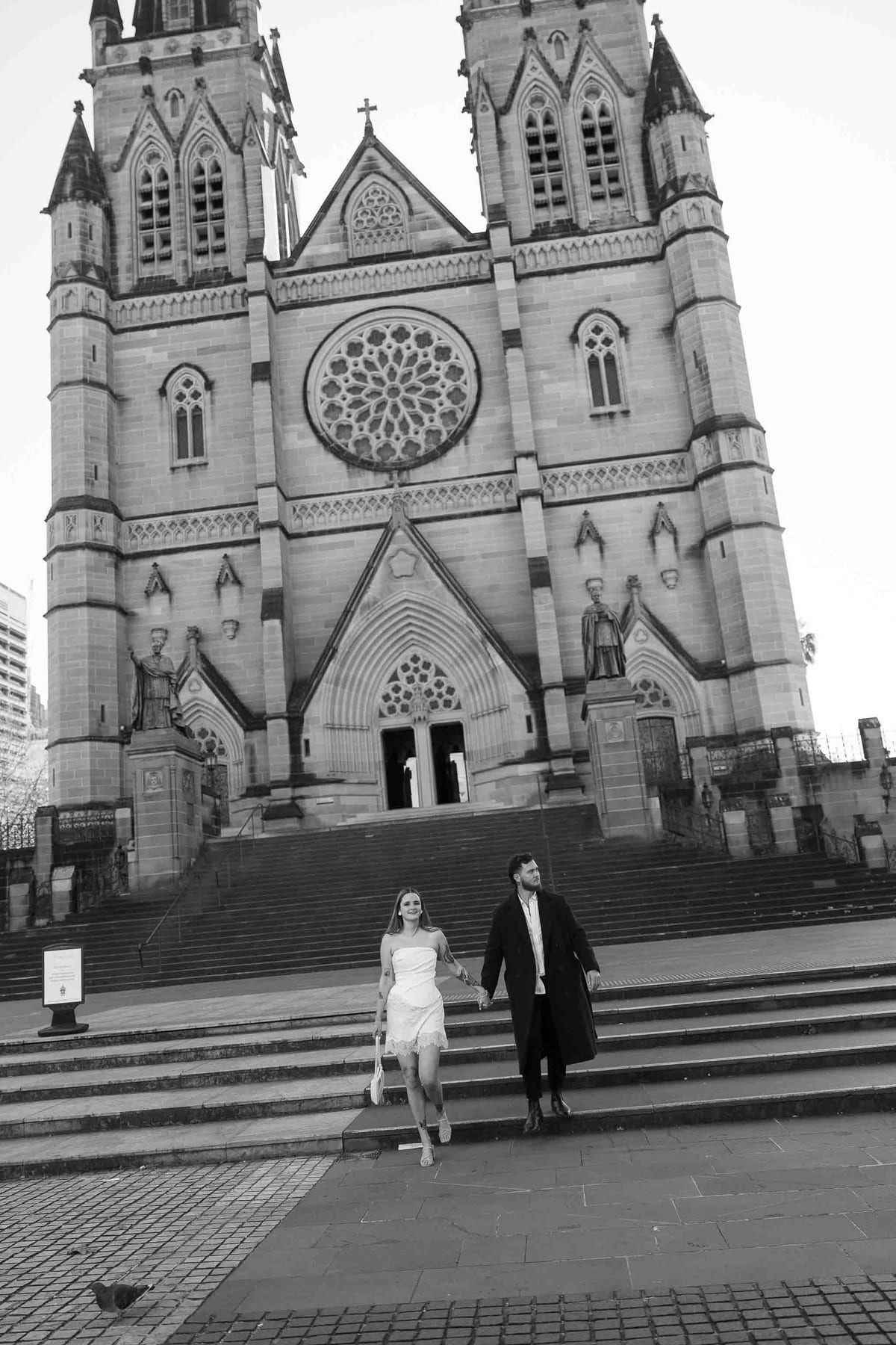 Kaylee and Zach's Pre Wedding Session Across Sydney City from Bambini Restaurant to St Marys Cathedral and Hyde Park