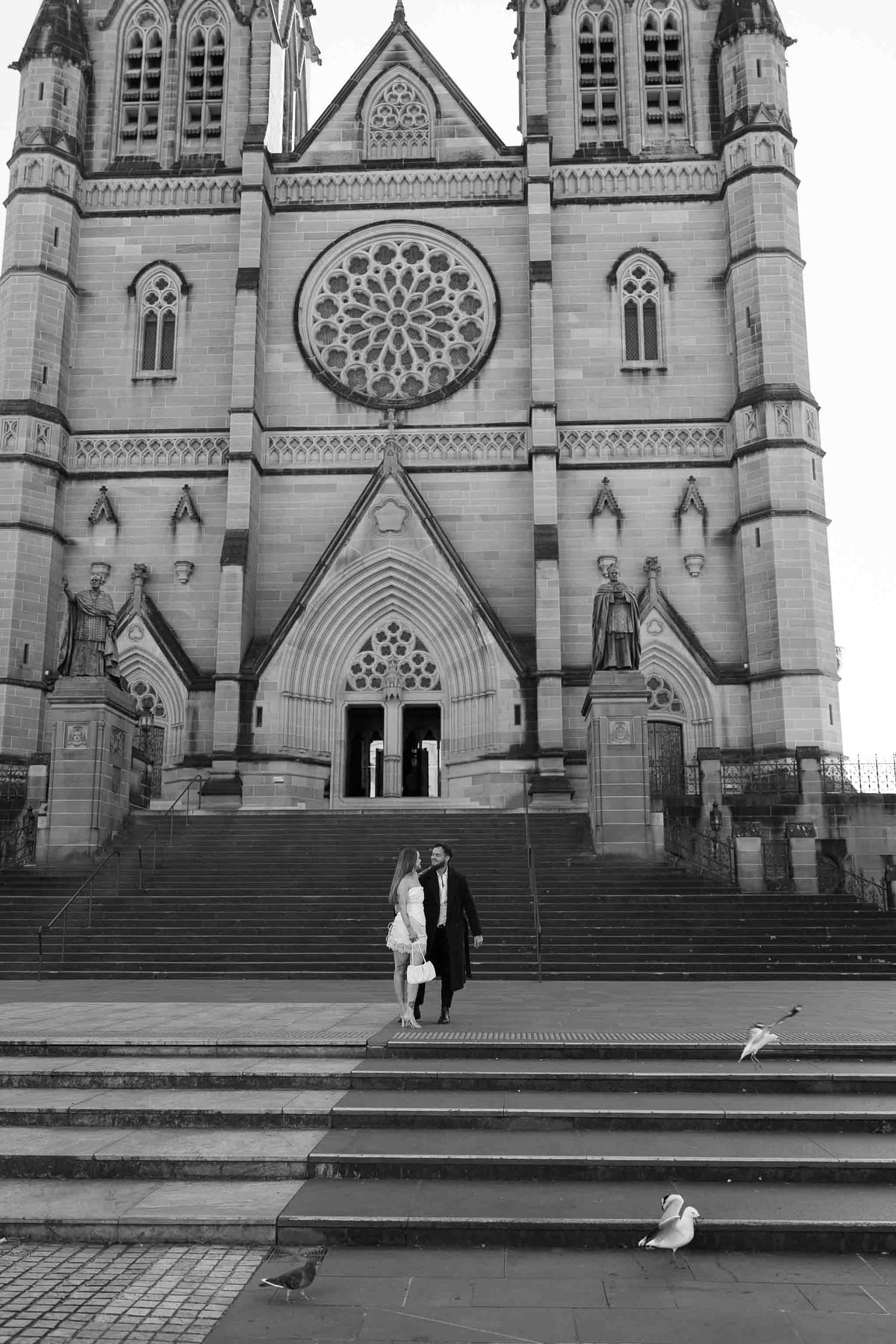 Kaylee and Zach's Pre Wedding Session Across Sydney City from Bambini Restaurant to St Marys Cathedral and Hyde Park