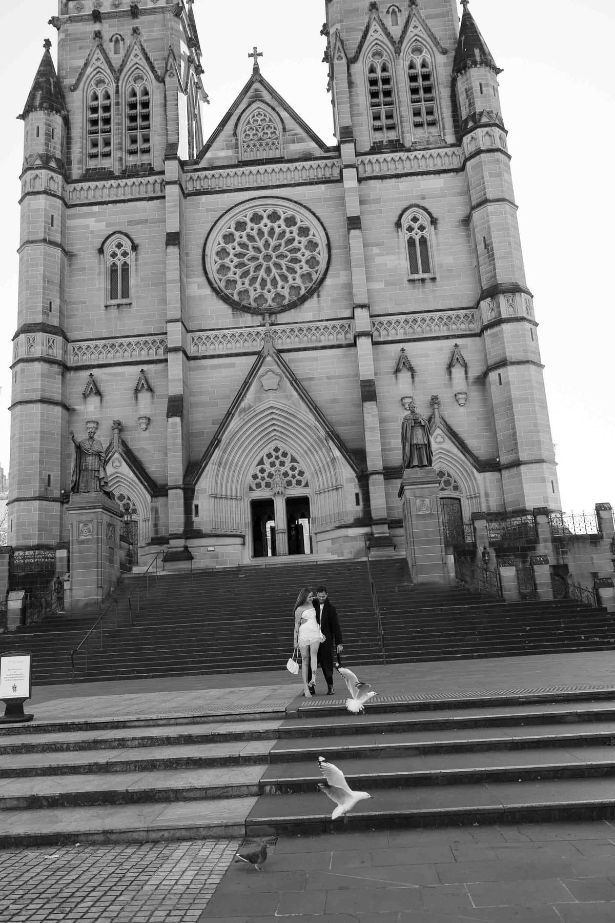 Kaylee and Zach's Pre Wedding Session Across Sydney City from Bambini Restaurant to St Marys Cathedral and Hyde Park