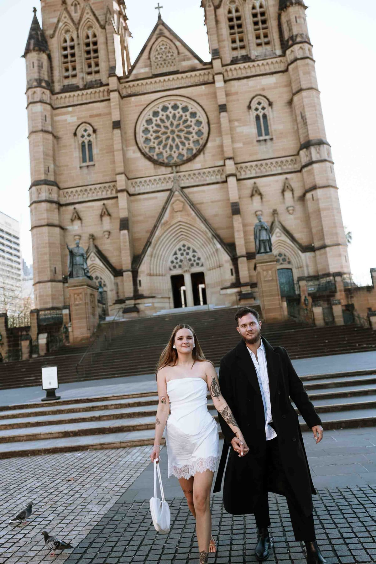 Kaylee and Zach's Pre Wedding Session Across Sydney City from Bambini Restaurant to St Marys Cathedral and Hyde Park