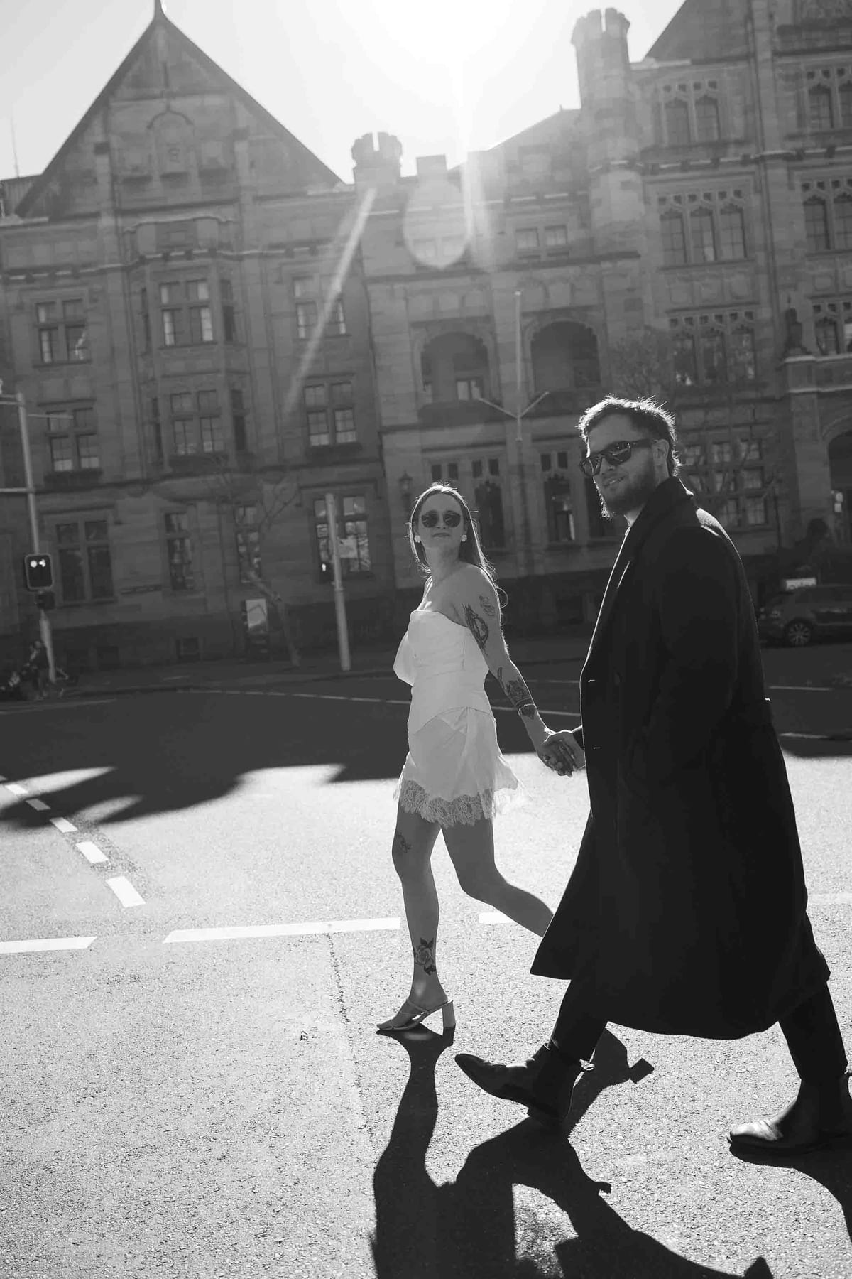 Kaylee and Zach's Pre Wedding Session Across Sydney City from Bambini Restaurant to St Marys Cathedral and Hyde Park