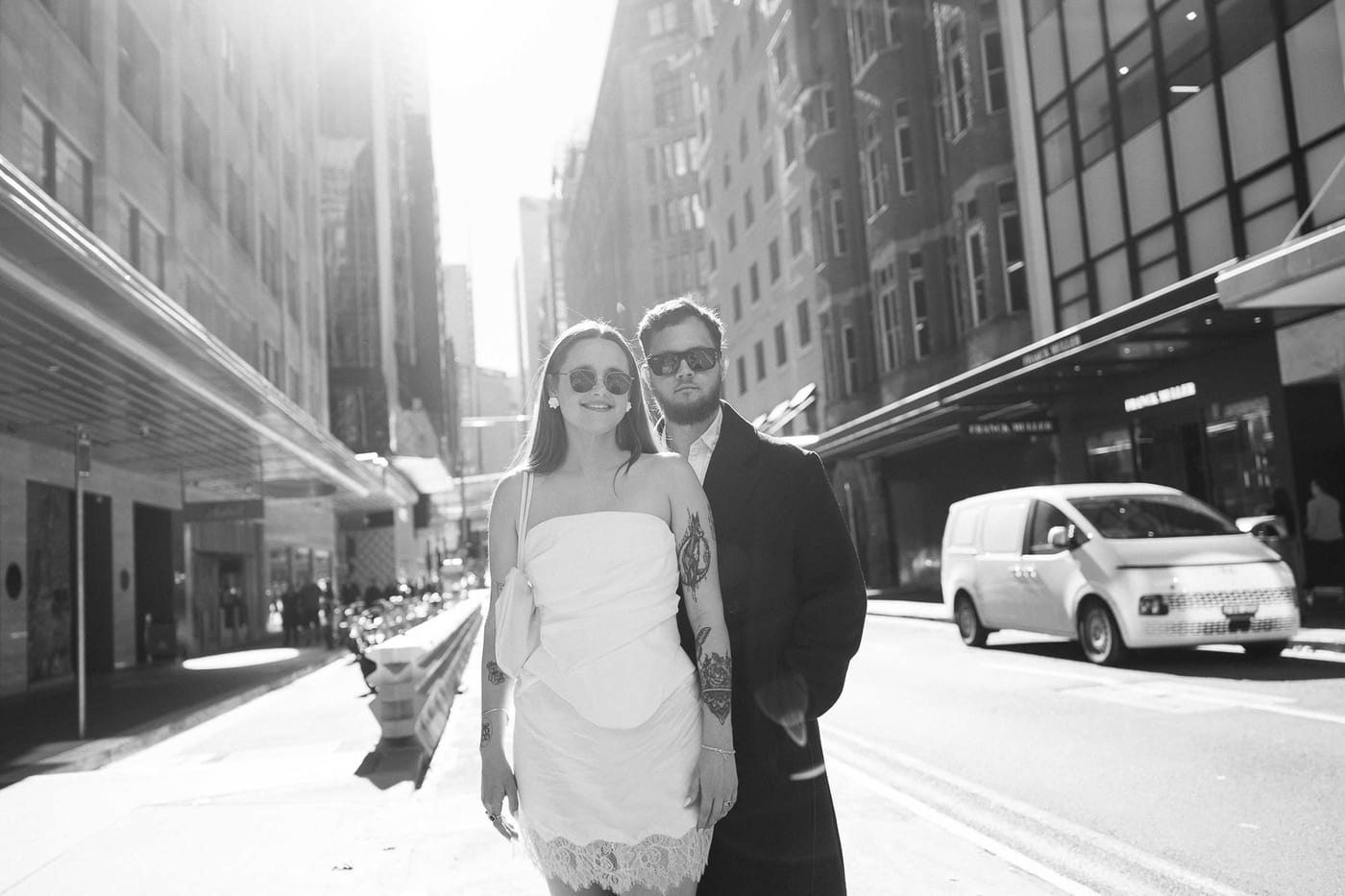 Kaylee and Zach's Pre Wedding Session Across Sydney City from Bambini Restaurant to St Marys Cathedral and Hyde Park