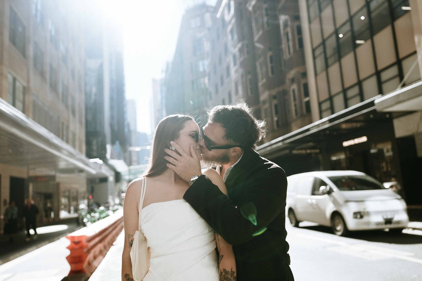 Kaylee and Zach's Pre Wedding Session Across Sydney City from Bambini Restaurant to St Marys Cathedral and Hyde Park