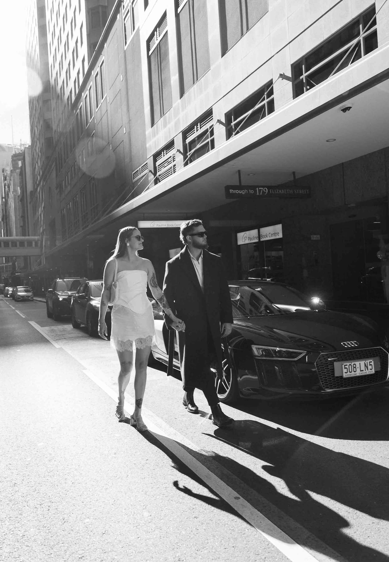 Kaylee and Zach's Pre Wedding Session Across Sydney City from Bambini Restaurant to St Marys Cathedral and Hyde Park