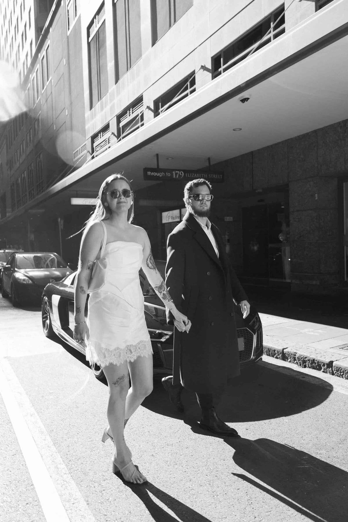 Kaylee and Zach's Pre Wedding Session Across Sydney City from Bambini Restaurant to St Marys Cathedral and Hyde Park