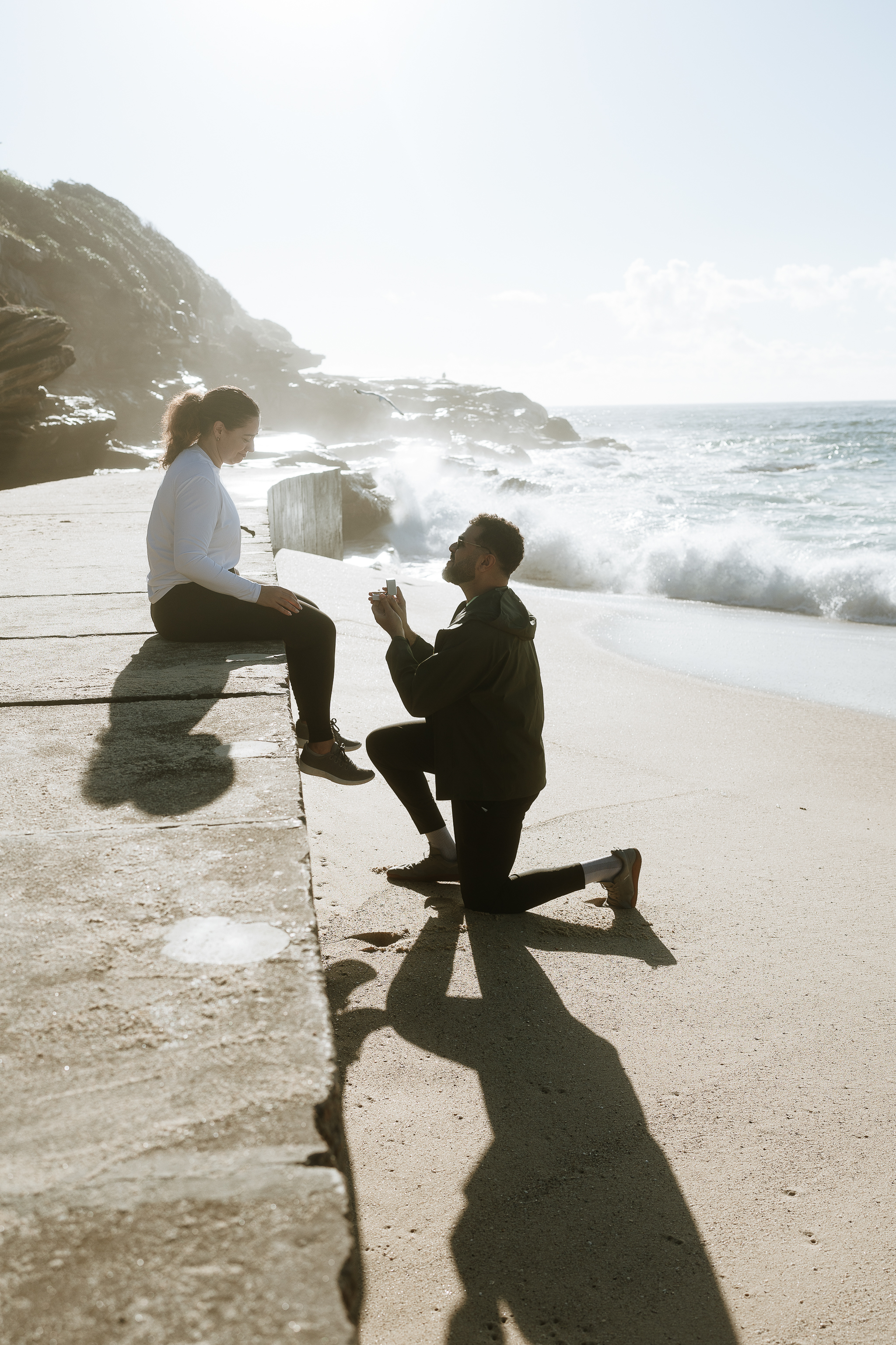 Kwame and Elise’s Surprise Proposal at Bronte Beach | Sydney Coastal Engagement Photography